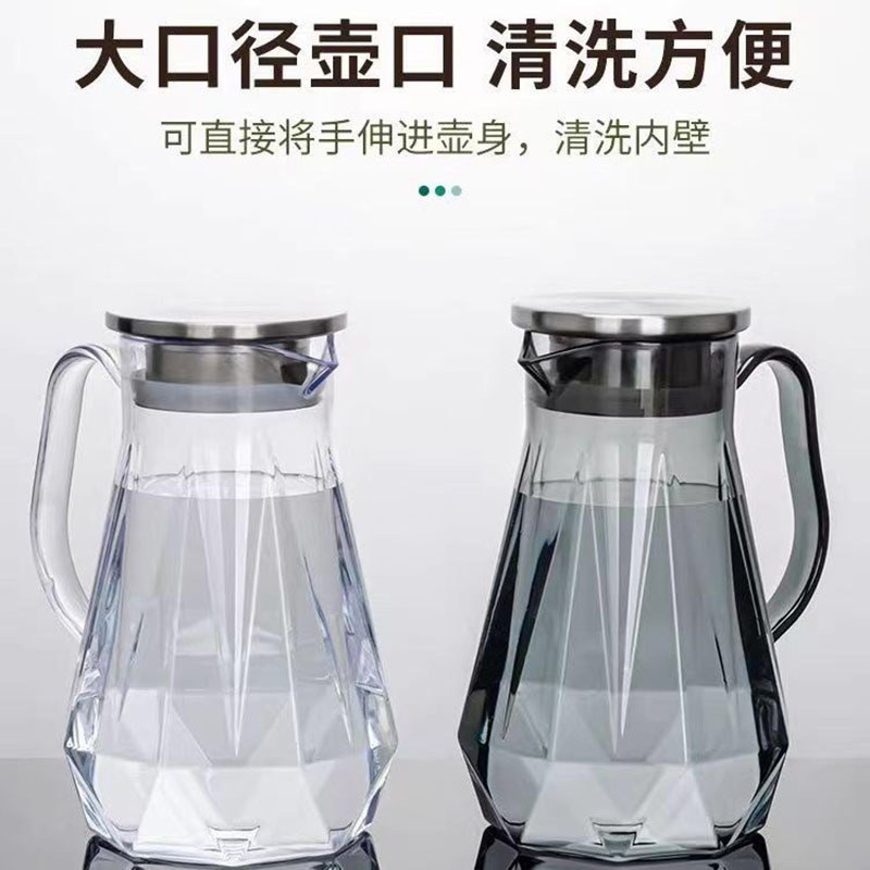 不锈钢盖亚克力果汁扎壶餐厅酒吧冷水壶KTV带柄水果茶壶RS-201954