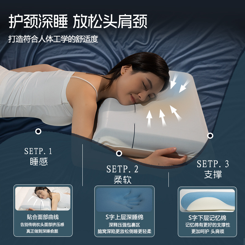 Zero-pressure deep sleep slow rebound sleep pillow, memory foam pillow, cervical sleep low pillow, hotel student dormitory pillow core Application Scenario