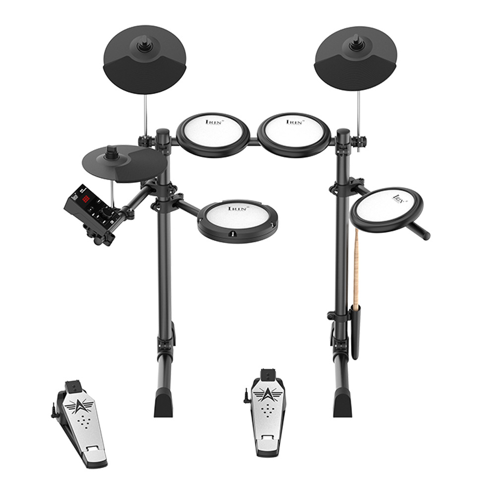 Batería electrónica IRIN de silicona de superficie de malla de cinco tambores y tres platillos conjunto de batería eléctrica batería portátil batería de práctica para adultos Item Picture