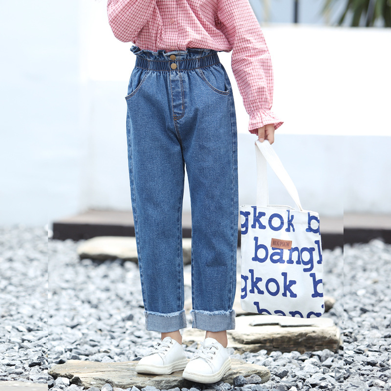 Zhongda Tong Girls' ruffled long Pants 2022 Spring New Style Girls' Pants Korean-style children's pants