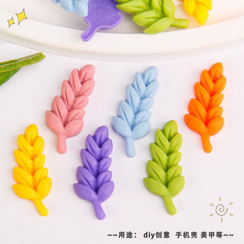 麦穗树叶奶油胶手机壳手工diy树脂饰品配件发夹发饰头绳头饰材料