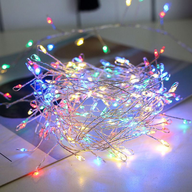 LED鞭炮灯黑色铜线灯串公母接蜈蚣脚圣诞节日装饰灯防水圣诞彩灯