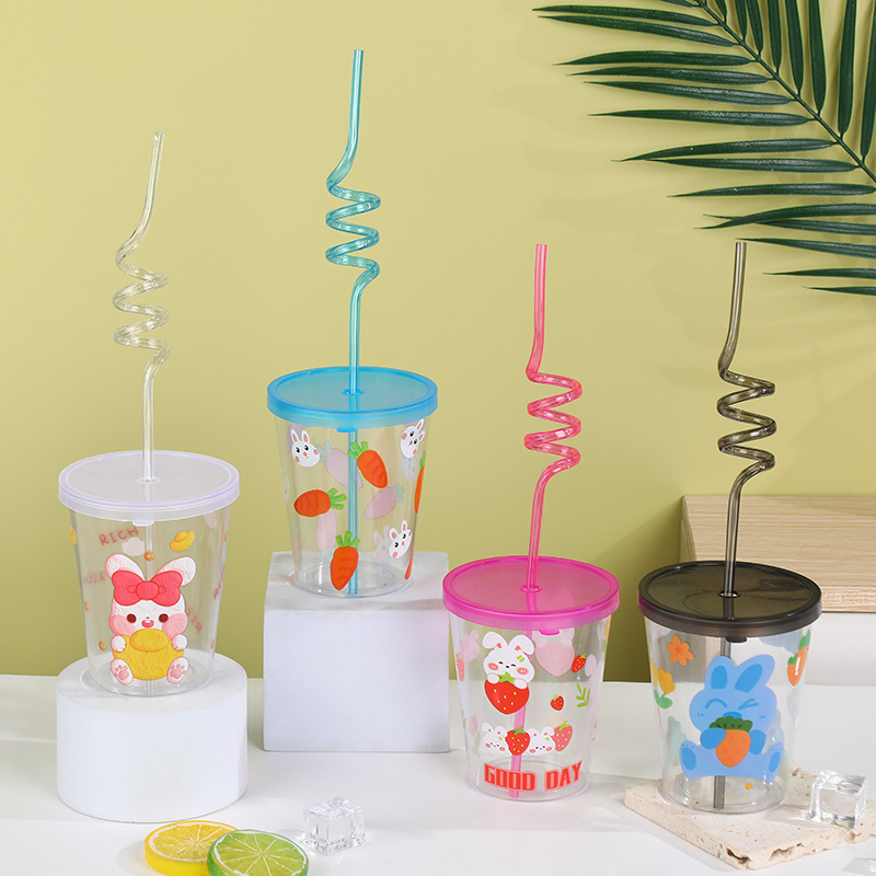 Cartoon Animal Children Sippy Cup High Appearance Level Student Drink Plastic Cup Pp Sippy Drink Cup Light Up Water Cup Specification drawing