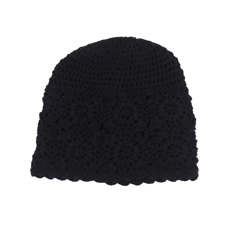A collection of Japanese-style hand-woven headscarves, thin, hollowed-out woolen hats for women, and retro and artistic knitted hats Item Picture