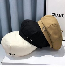 Water drop print beret women's spring and autumn book style pure cotton breathable sweet cute pumpkin hat Newsboy hat lady street pats