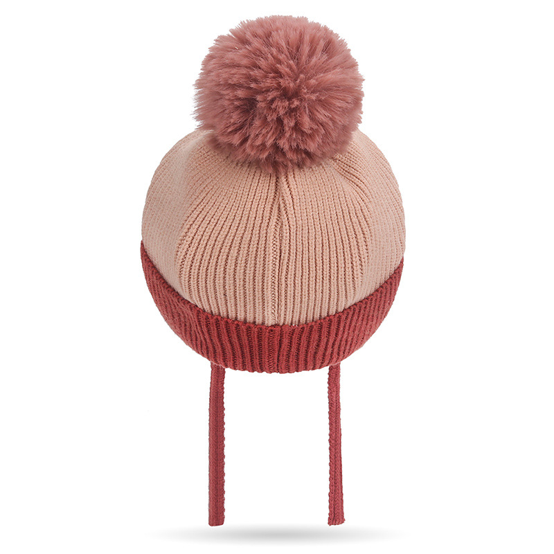 New winter style cute ear-protecting and warm knitted cap for boys, Korean version thickened pom-pom and fleece cap for girls Specification image
