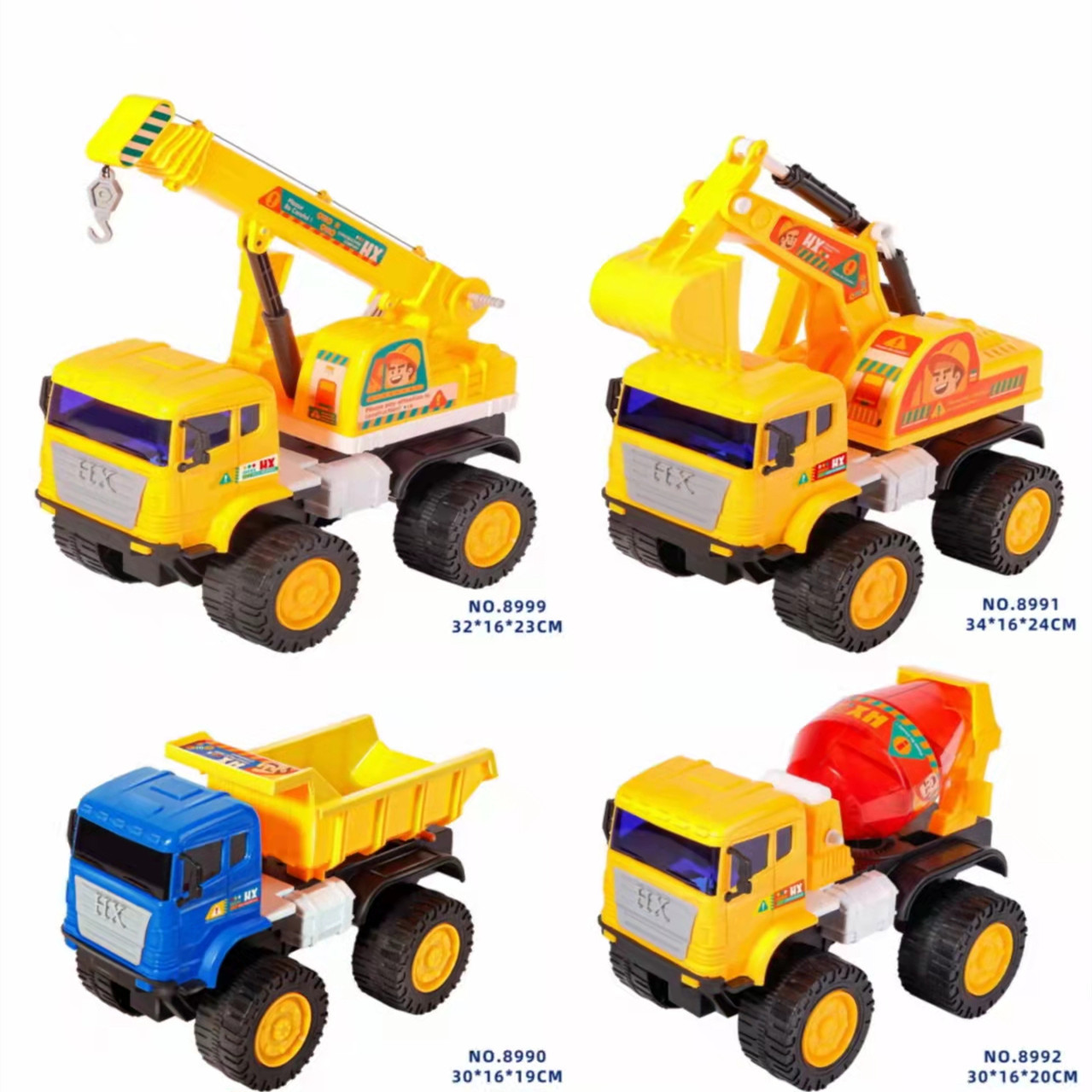 弘曦大号惯性工程挖机消防环卫搅拌翻斗警车物流吊车回力模型批发