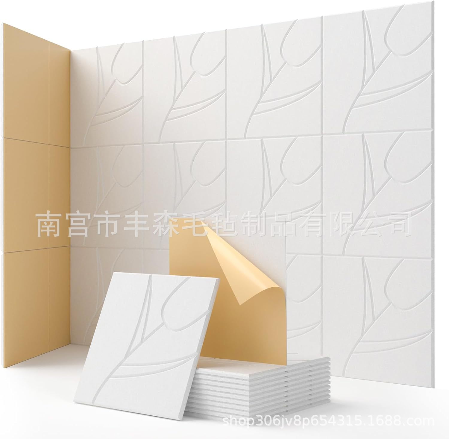 跨境亚马逊12片装正方形聚酯纤维吸音板自粘吸声降噪背景墙面装饰详情33