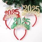 2025圣诞节头箍新年发箍跨年眼镜亮片装饰2024头扣节日派对头饰