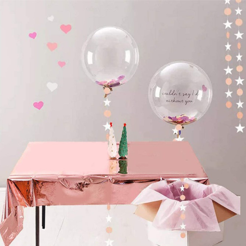 跨境 PET亮面玫瑰金彩色桌布137*274cm生日派对装饰台布铝箔桌布详情图2