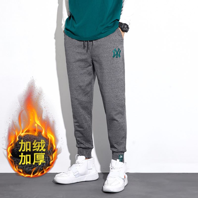 Men's Casual Pants Winter New Corset Pants Nine Points Flannel Pants Thick Warm Sports Pants Fashionable Pants Men details Picture