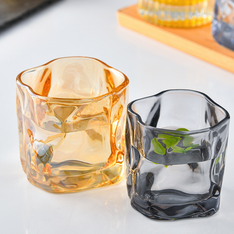 Ins Wind Twist Cup Web Red Shaped Glass Water Glass Dazzling Whiskey Glass High Appearance Level Glass Wholesale Water Glass Specification drawing