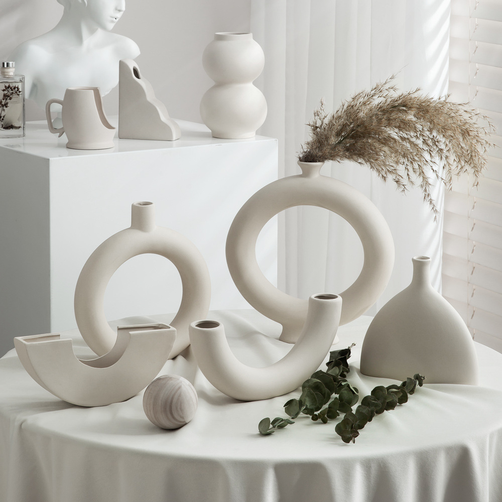 White Ceramic Vase paired with modern furniture