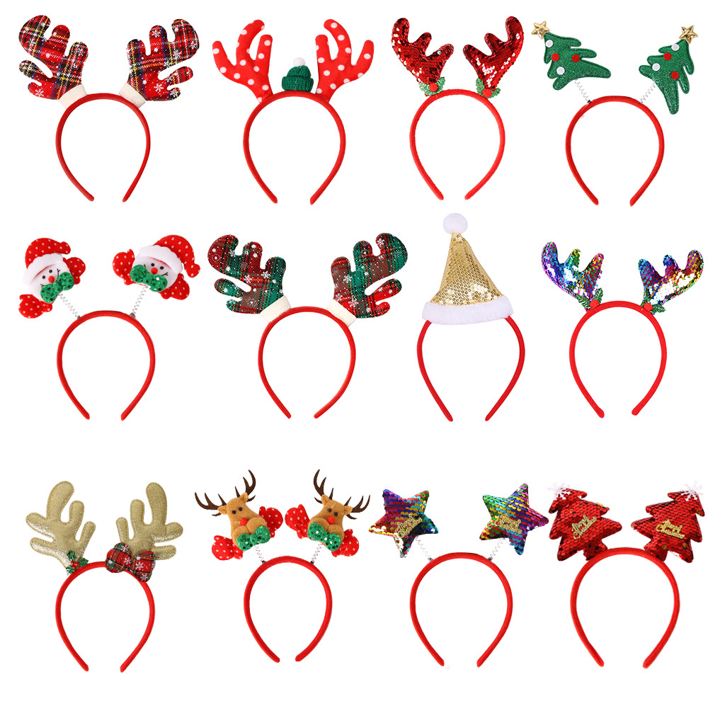 Christmas headband Elk antlers Five star headband Christmas decorations Plastic headbuckle for children Party decorations Christmas Headband Headband toy details Picture