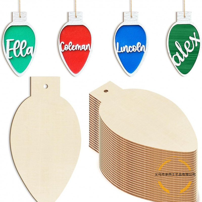Cross-border wooden Christmas trees with holes, DIY gift labels, children's hand-painted Christmas tree wood chips, Christmas decorations details Picture