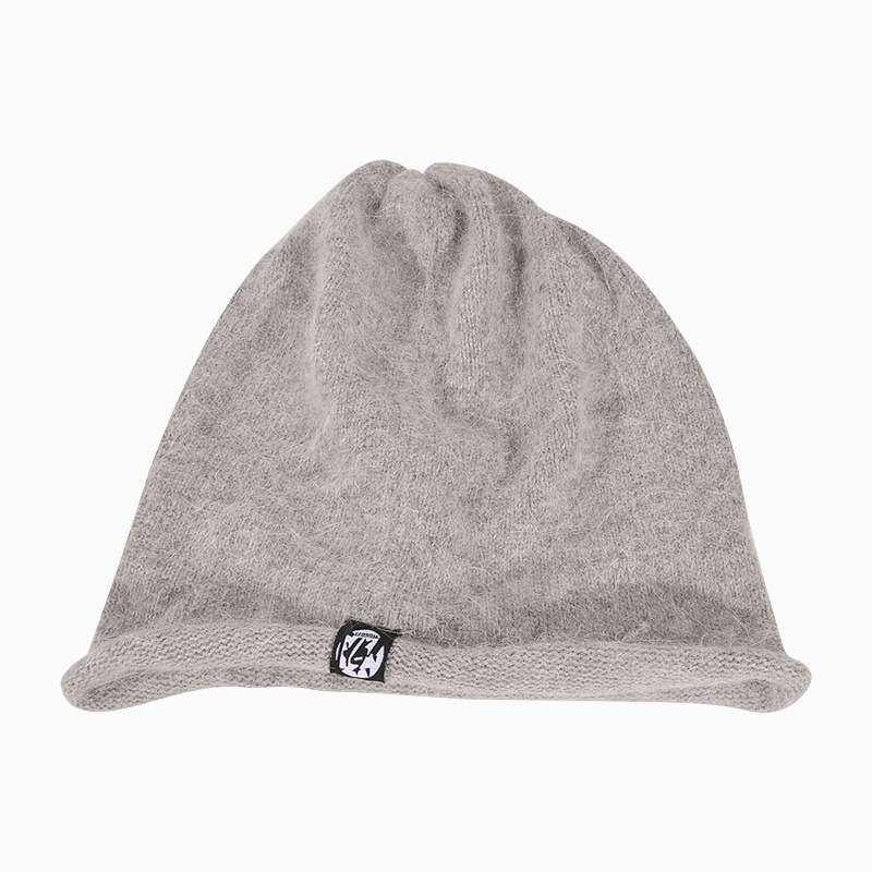 New Long Rabbit Hair Autumn Winter Ladies Warm Hat Big Head Round Short Eaves Show Face Small Pile Pile Hat Warm Knitting Item Picture