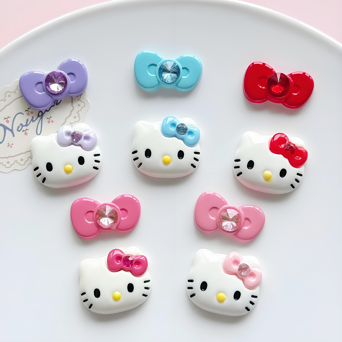 Cartoon resin kt cat head small accessories, bow ornaments, patches, phone cases, cream glue, crocs and other accessory materials details Picture