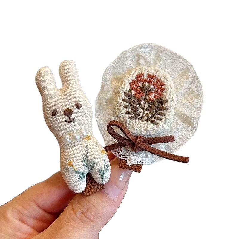 汉服假发发饰/婴儿发带/发夹儿童夏季可爱/假发对夹/钩织白底实物图