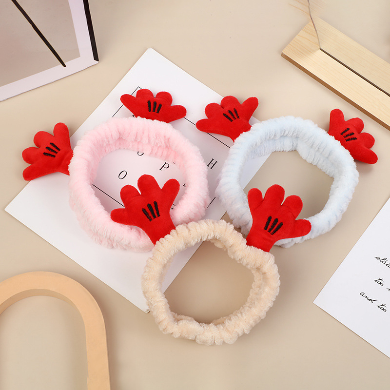 Cartoon Palm Design Comfortable Feel Girls Dormitory Home Cute Hair Band Hair Accessories Soft Cute Plush Hair Band Specification drawing