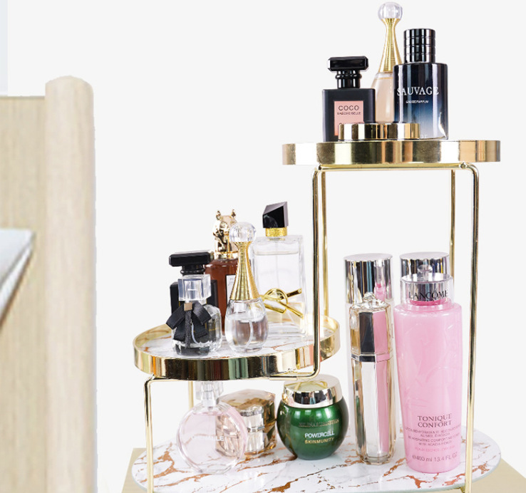 Golden three-layer detachable countertop bathroom shelf Specification image
