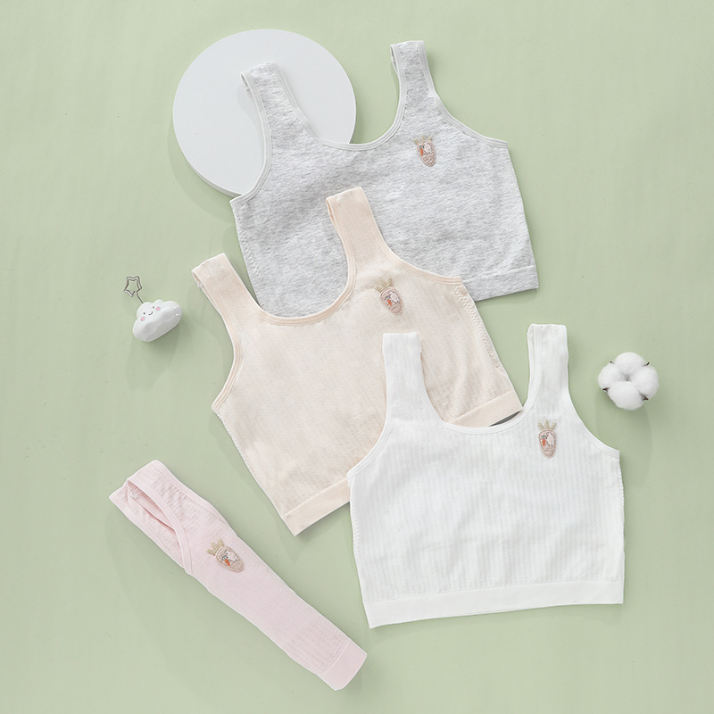 Girls Vest Without Underwire Bra Women's Cotton Growth Period Double Cotton Top Chest Thin Breathable Underwear Specification drawing