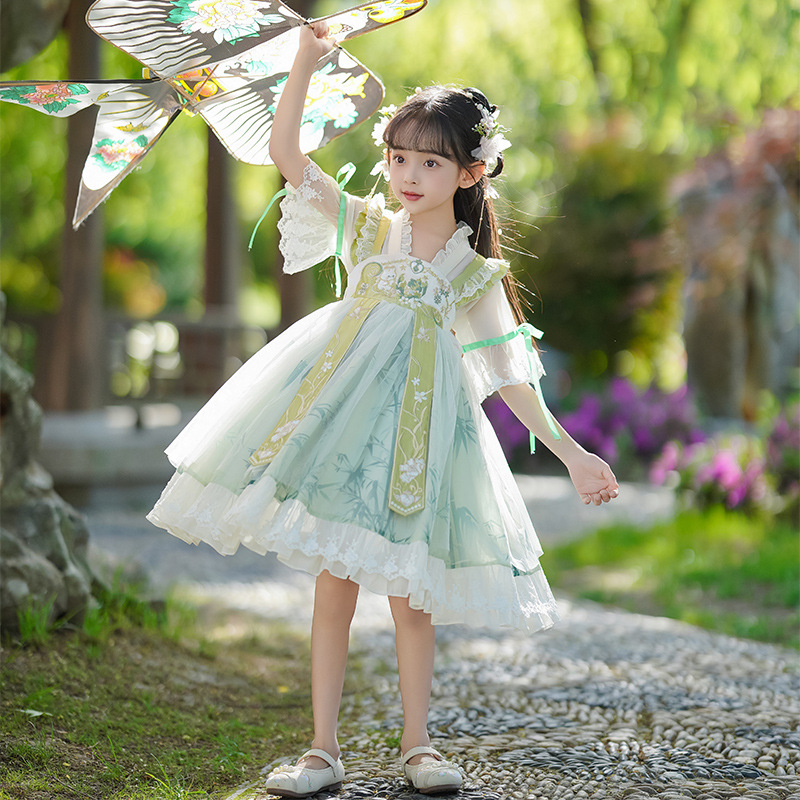 国潮汉服女童春装2025新款连衣裙儿童国风超仙春季唐装中国风童装春款