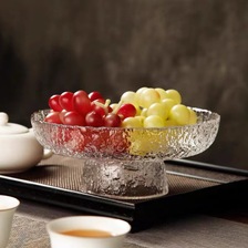 高颜值餐厅沙拉盘茶几轻奢点心盘创意网红高脚水果盘玻璃果盘1