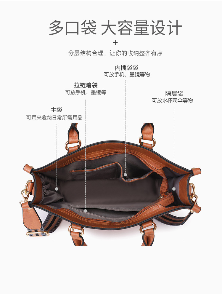 跨境bags包包妈咪包女新款休闲复古手提托特包时尚百搭单肩斜挎包详情34