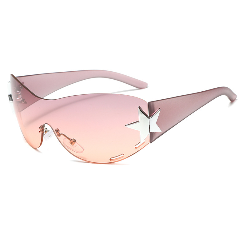 One-piece frameless five-pointed star children's sunglasses, fashionable for boys and girls, children's sunglasses, street style y2k glasses Item Picture
