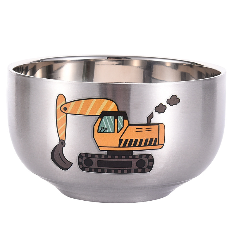 Cartoon Cute Children's Stainless Steel Bowl Food Grade 12 Zodiac Baby Heat Insulation Double Household Eat Rice Bowl To Prevent Falling Item Picture