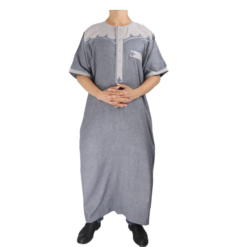 Spot wholesale aliexpress Middle East cotton and linen leisure splicing printing Arabian robe full figure