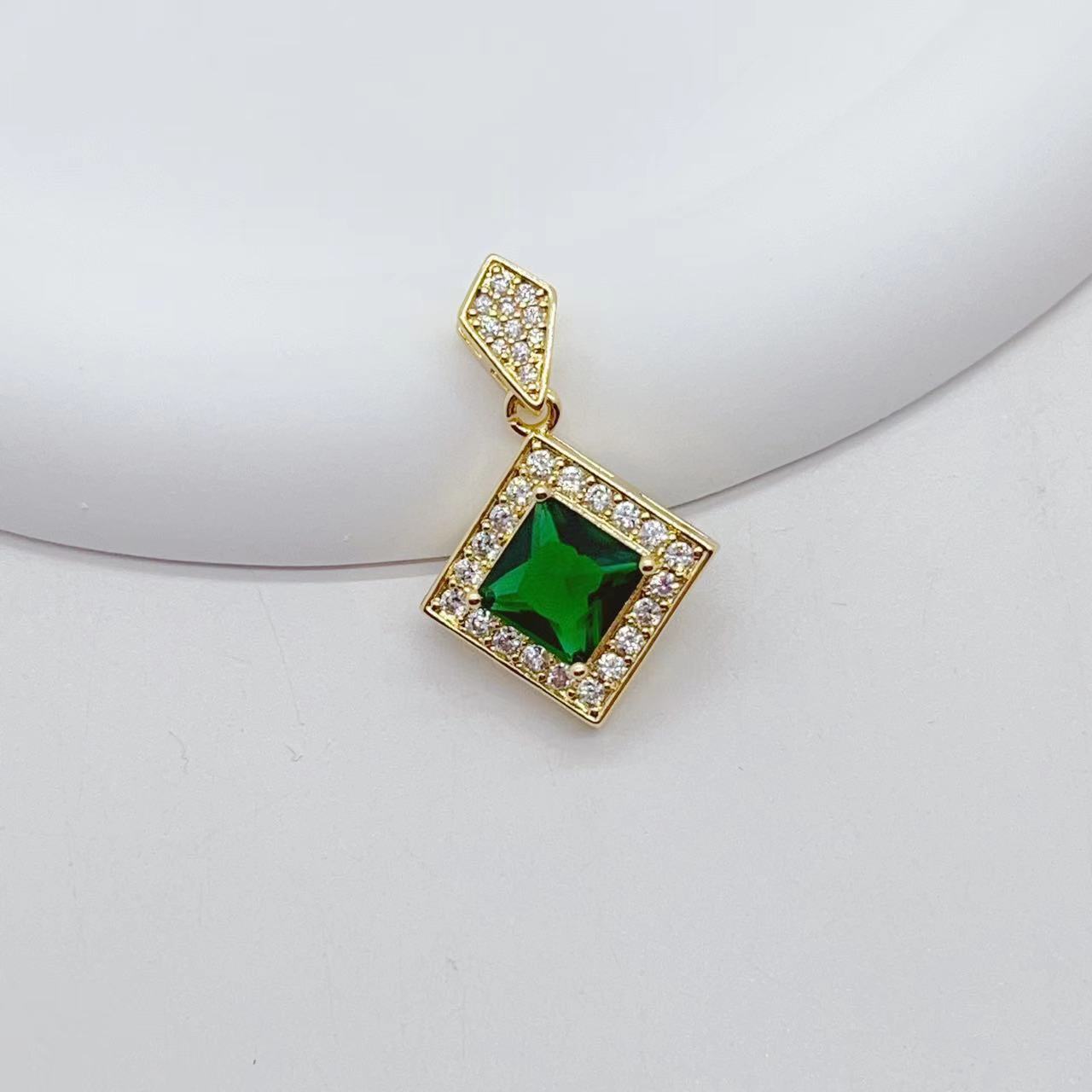 Copper-plated real gold, a popular and best-selling DIY emerald retro teardrop egg-shaped rectangular rabbit necklace and bracelet accessory Specification image