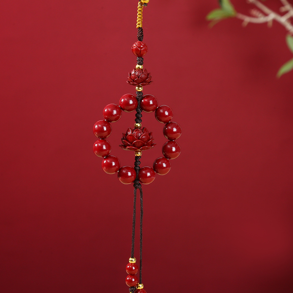 Purple gold sand car pendant, Five Blessings Complete, car rearview mirror pendant, cinnabar lotus car pendant decoration pic 5