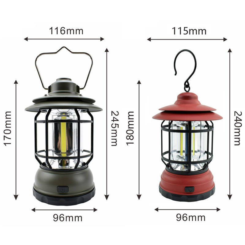 Wholesale of retro outdoor lighting, camping lamps, horse lanterns, tent campsite atmosphere, battery lighting, portable lamps, camping lamps Specification image