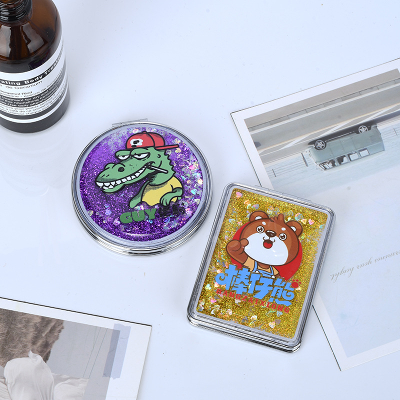 Customized creative portable mirror, double-sided three-dimensional folding portable round makeup mirror, customized pattern logo, factory direct sales Application Scenario