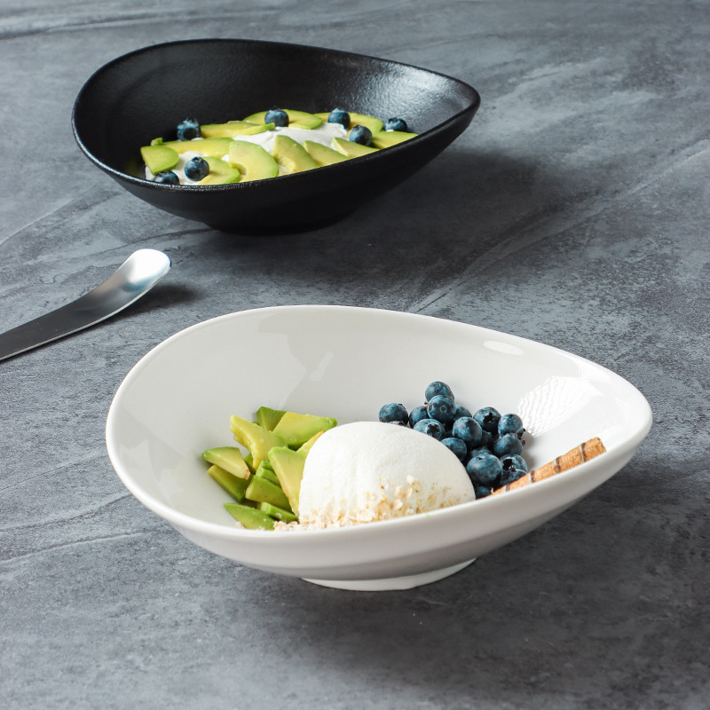 Yogurt Bowl Commercial Ceramic Cutlery Cereal Bowl Greek Fruit Bowl Black Bowl Oatmeal Bowl Salad Breakfast Ins Bowl Specification drawing