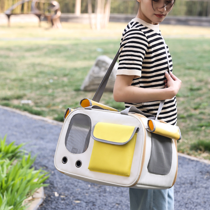 Large-capacity breathable single-shoulder crossbody bag, summer cat outing bag, portable dog and cat bag, pet bag, pet supplies details Picture