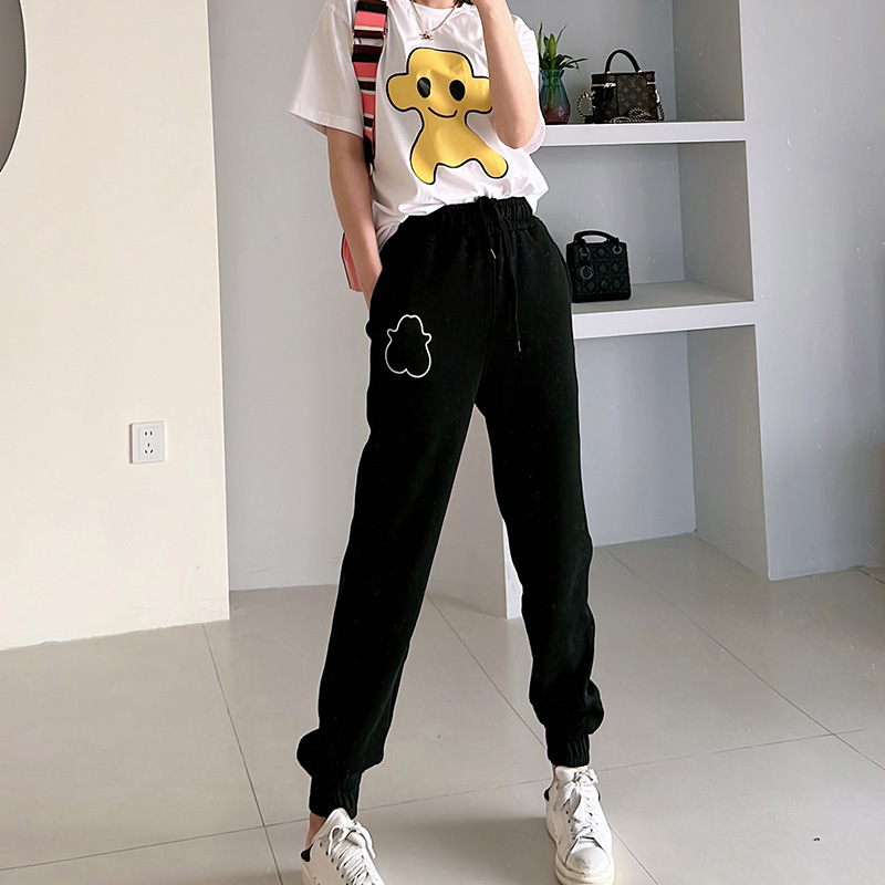 Spring windproof, warm and stylish casual pants for both boys and girls, student trend ins casual monster tight-fitting long pants details Picture