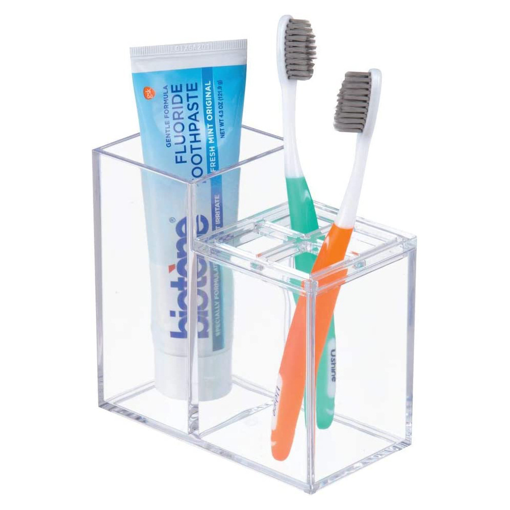 New acrylic toothbrush holder, toothpaste storage box, high-end transparent water-draining toothbrush holder, pen holder for cross-border trade details Picture