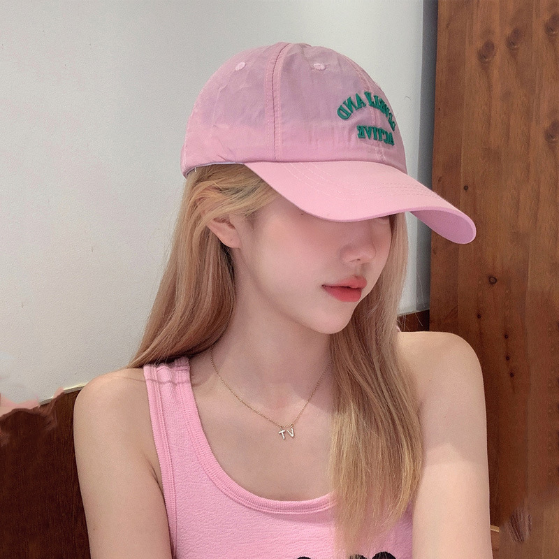 E42 Korean version thin letter Japanese style quick-drying baseball cap for women Spring and Summer new style baseball cap, fashionable and versatile casual cap