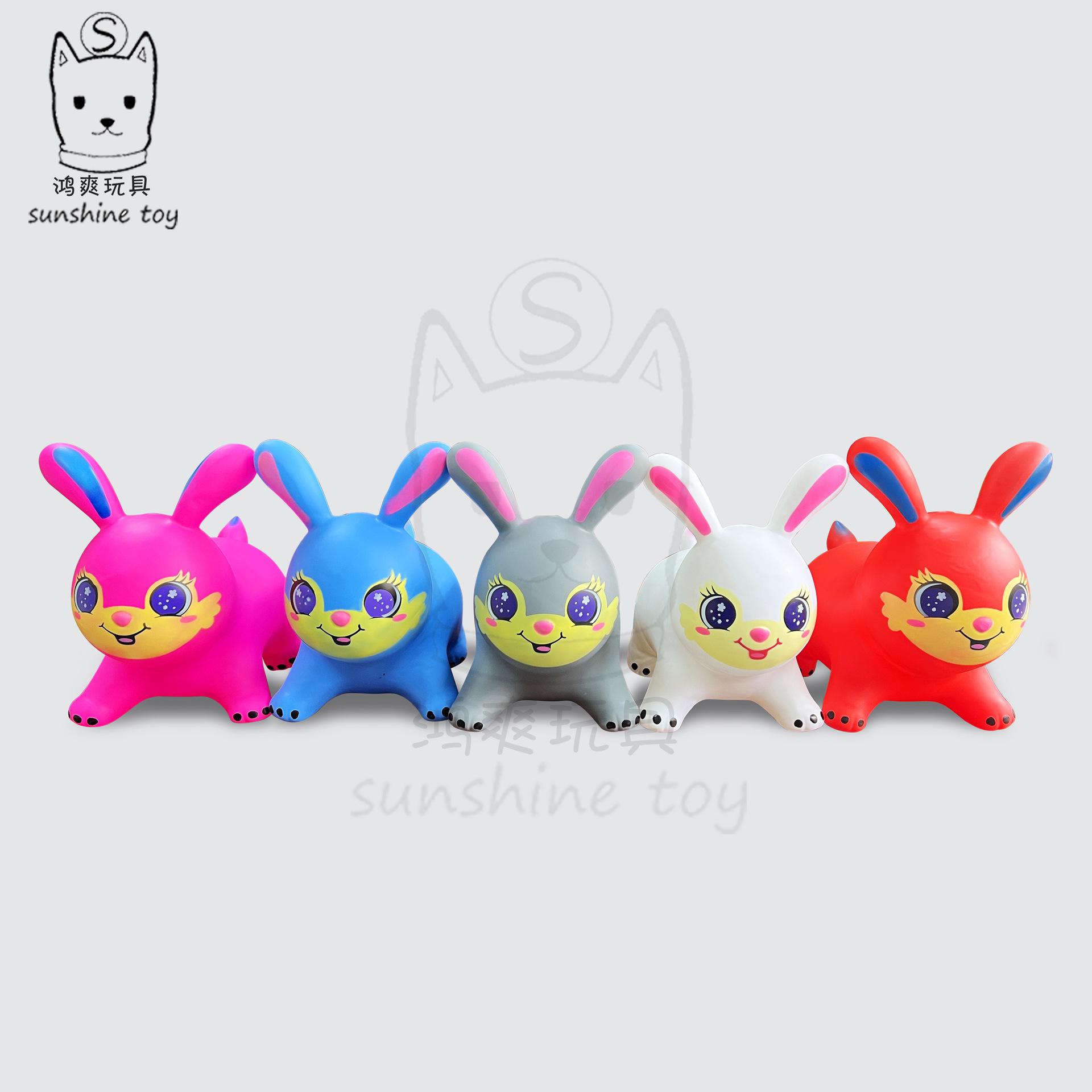 New cross-border best-selling large-sized rabbit music painting PVC inflatable jumping horse toy, children's riding rubber horse