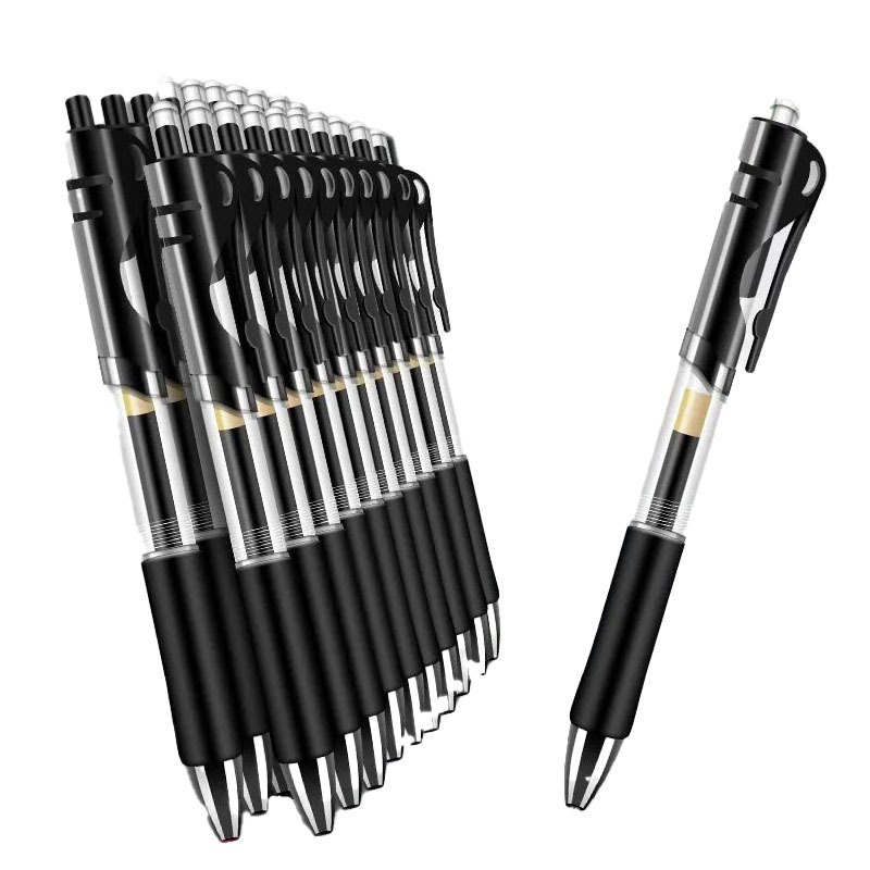 K35 Push-type gel pen, press ballpoint pen, red, black and blue bullet pen, office student carbon jumping pen Item Picture