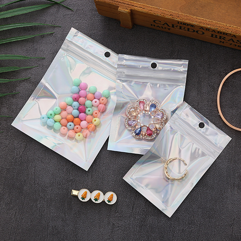 Translucent Laser Bag Magic Jewelry Bag Color Composite Ziplock Bag Aluminum Foil Phone Case Necklace Earrings Bag