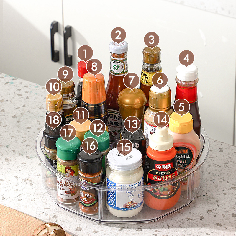 Rotating storage rack, multi-functional storage, kitchen turntable, seasoning storage rack, seasoning rack, seasoning storage box, fruit Application Scenario