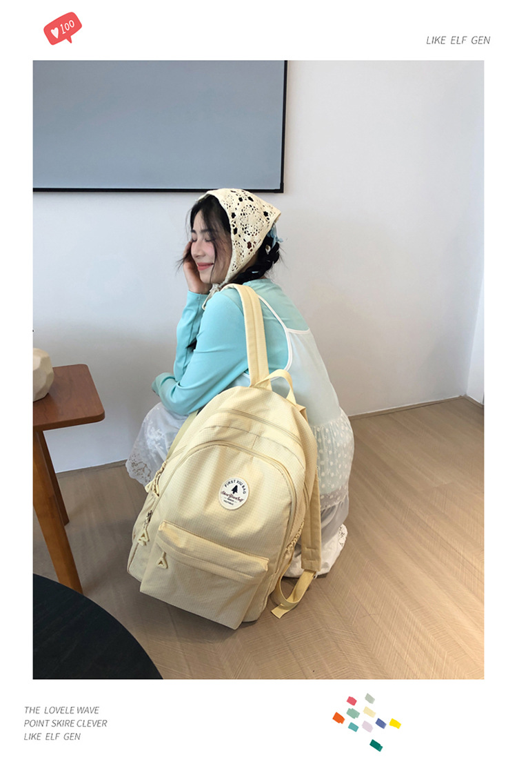 简约书包百搭女日系ins学生包初中高中双肩包大容量校园甜美背包详情36