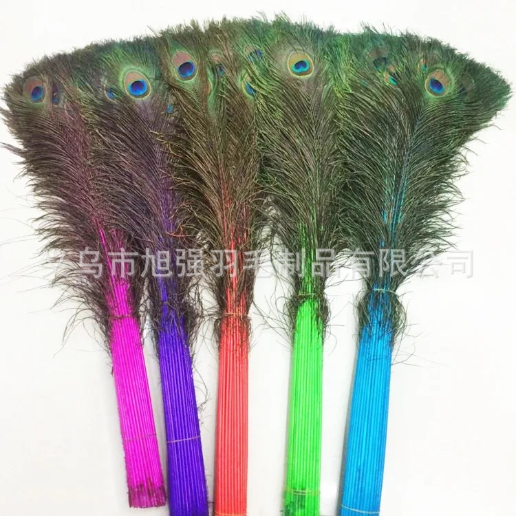 彩色孔雀羽毛/染色孔雀翎尾细节图