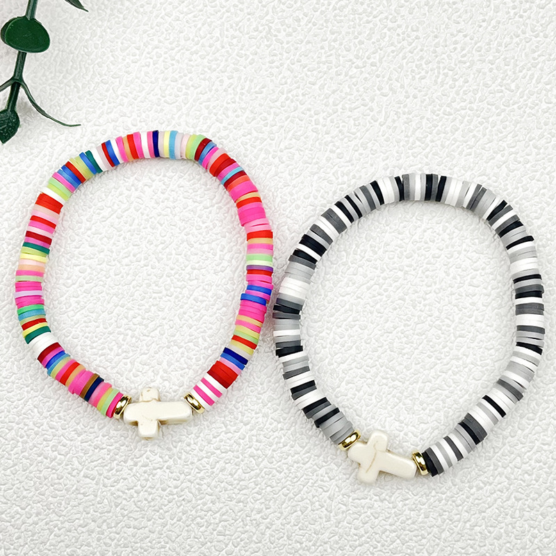 Cross-Border New Foreign Trade Hot Cross Polymer Bracelet Bohemian Style String Elastic Line Polymer Bracelet Lovers Jewelry Manufacturers Direct Sales details Picture