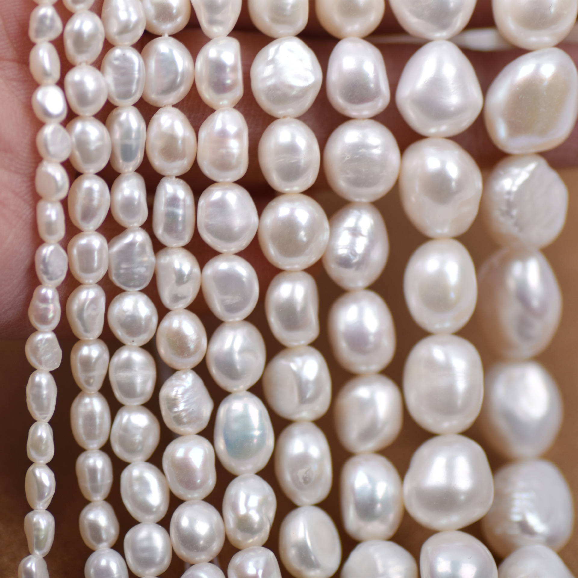 强光天然淡水珍珠两面光直孔3-12mm巴洛克异形散珠女diy配件批发