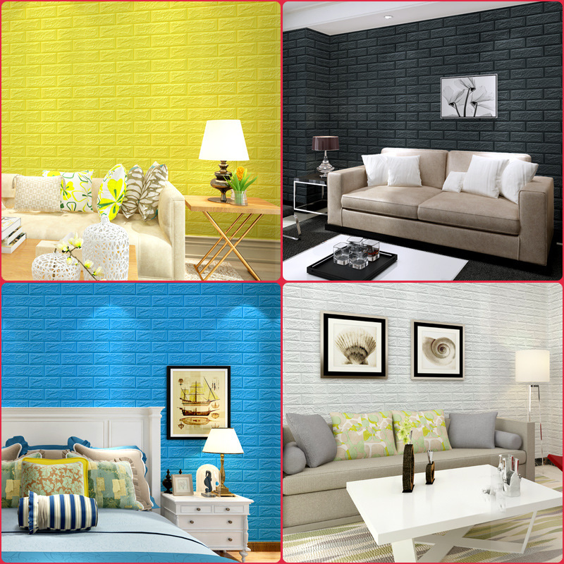 Cross-Border 35X38.5 Small Size 3D Brick Wall Wallpaper Xpe Waterproof Self-Adhesive Wallpaper details Picture