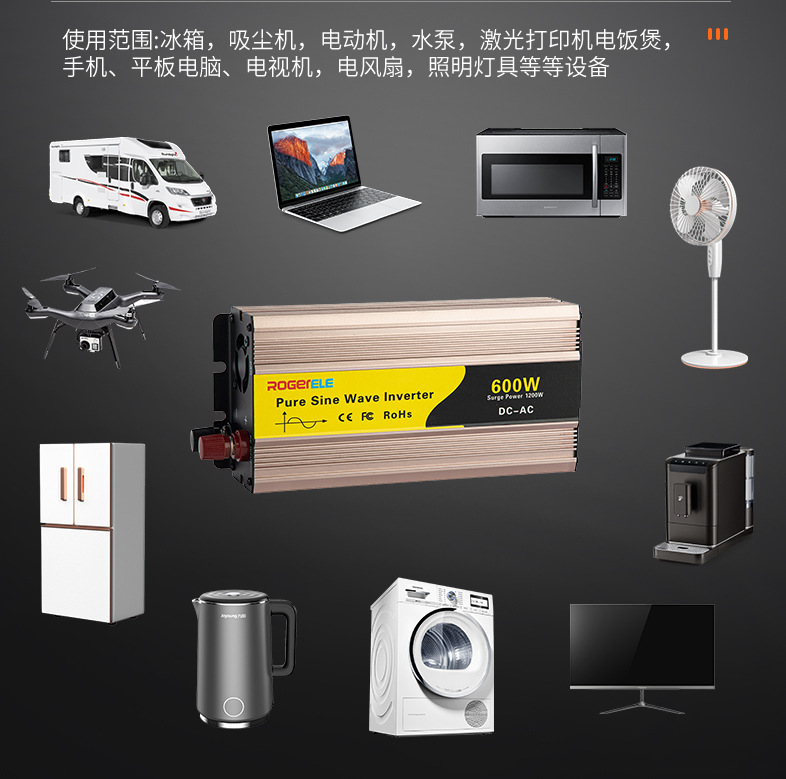 P600 vehicle-mounted inverter power converter for household trucks, street stalls, and garages, high-power vehicle-mounted Specification image